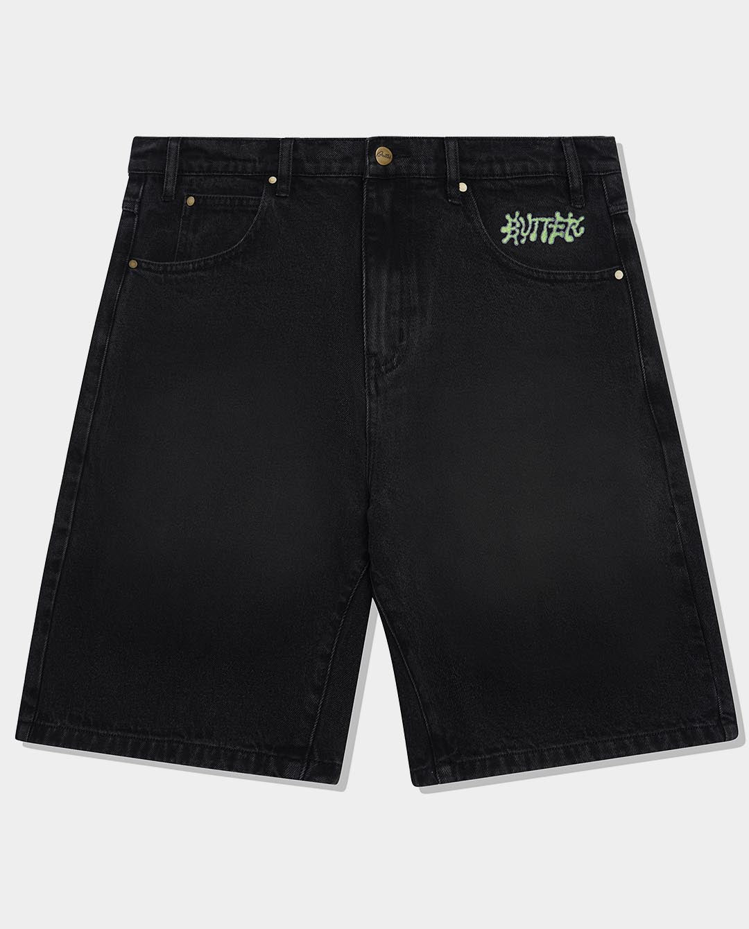 Butter Goods Ink Denim Shorts Worn Black