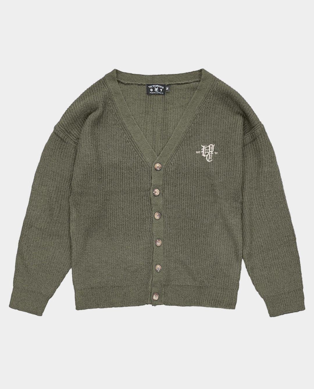 Vic Ol English Mohair Blend Cardigan Olive