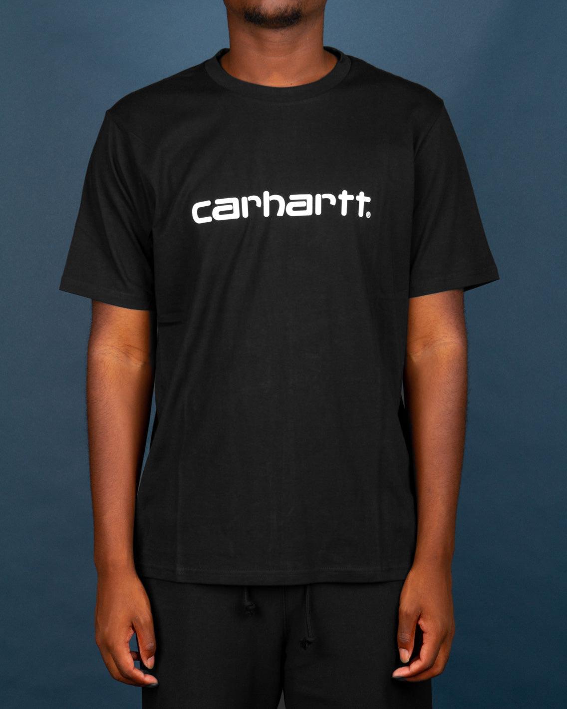 Carhartt Script T Shirt in Black White Fallen Front FallenFront