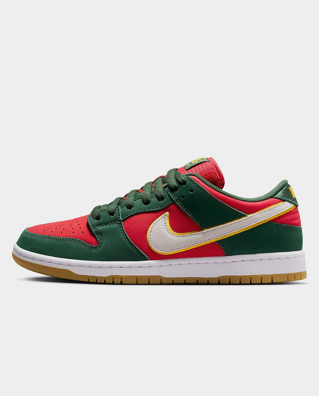 Nike SB - Dunk Low PRM Seattle Supersonics Shoe - Fir/Red Shoes Nike