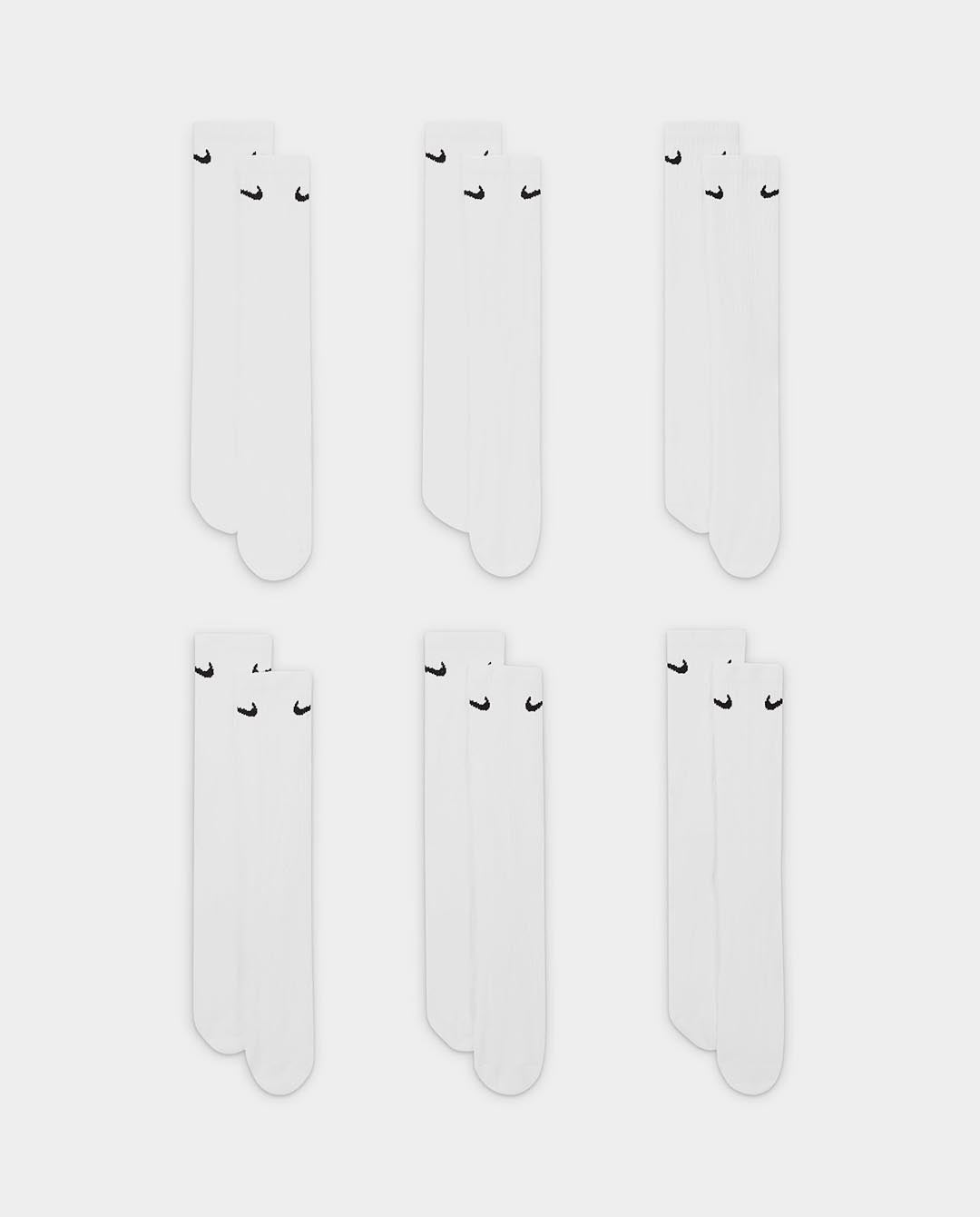 Nike - Everyday Cushioned Crew 6pk Sock - White Socks Nike