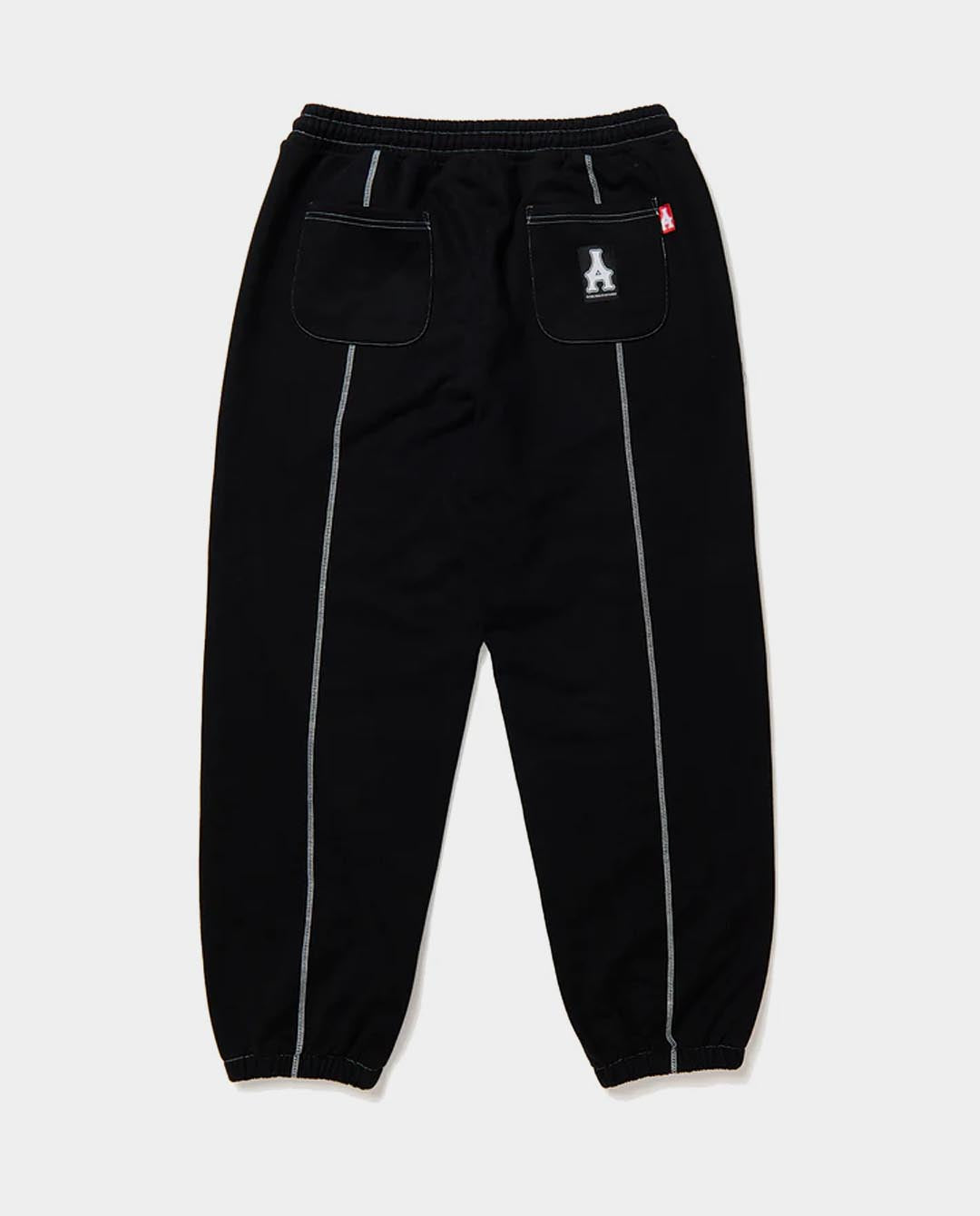 Arcade - Script Contrast Stitched Overlock Joggers - Black Pants Arcade   