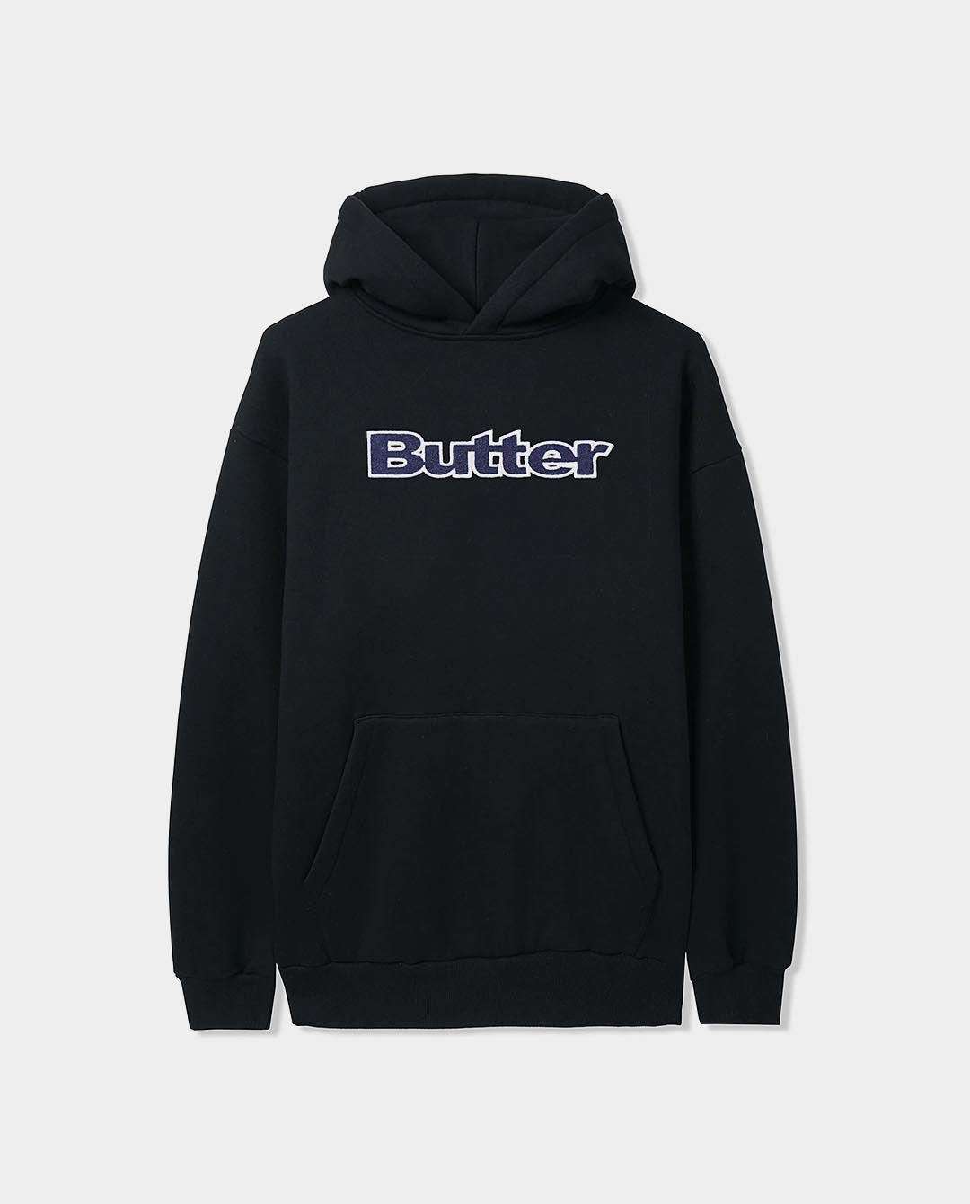 Butter Goods - Logo Denim Applique Pullover Hood - Black Hoodies Butter Goods   