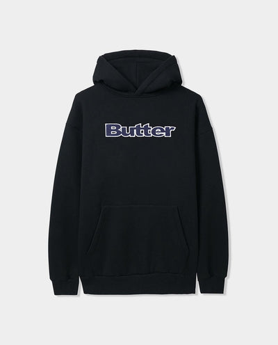 Butter Goods - Logo Denim Applique Pullover Hood - Black Hoodies Butter Goods   