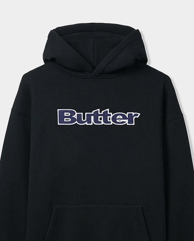 Butter Goods - Logo Denim Applique Pullover Hood - Black Hoodies Butter Goods   