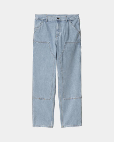 Carhartt WIP - Double Knee Pant - Blue Heavy Stone Bleached Pants Carhartt   