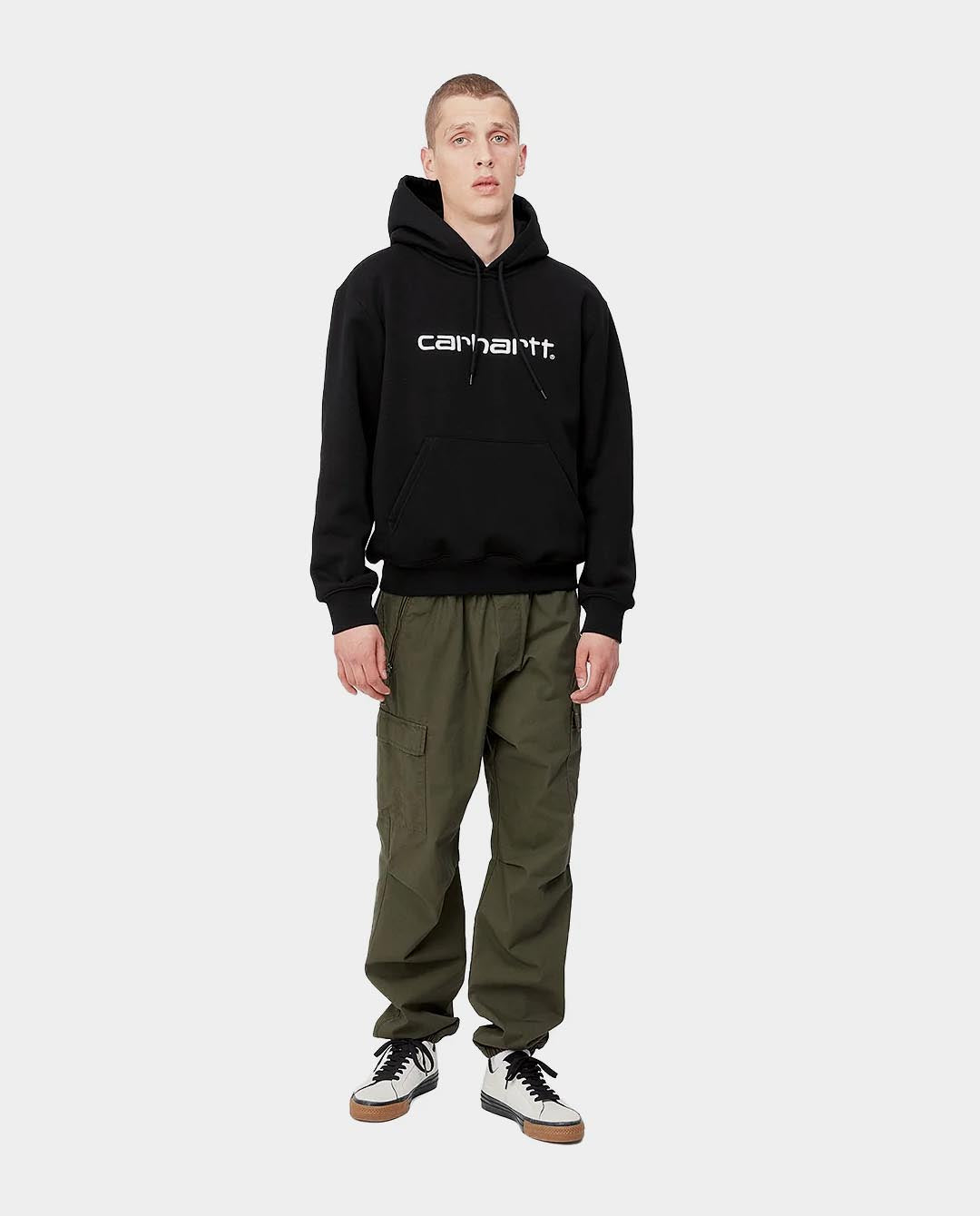 Carhartt WIP - Hooded Carhartt Sweat - Black/White Hoodies Carhartt   