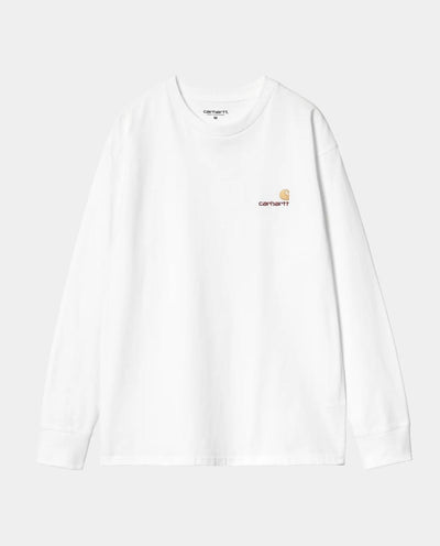 Carhartt WIP - LS American Script T-Shirt - White T-Shirts Carhartt   