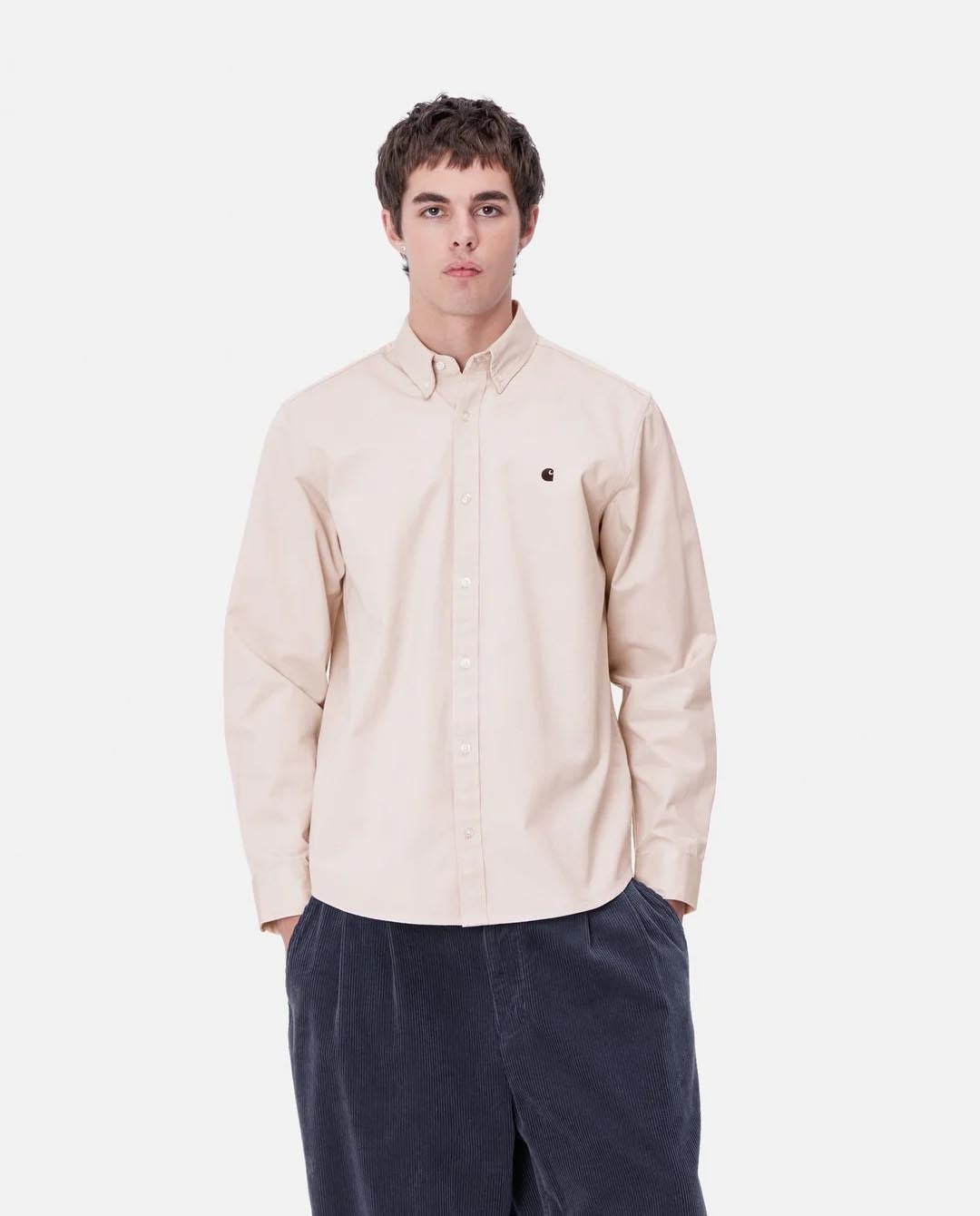 Carhartt WIP - LS Madison Shirt - Moonbeam/Black Shirts Carhartt