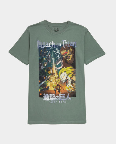 Color Bars x Attack on Titan - Battle T-Shirt - Sage T-Shirts Color Bars   
