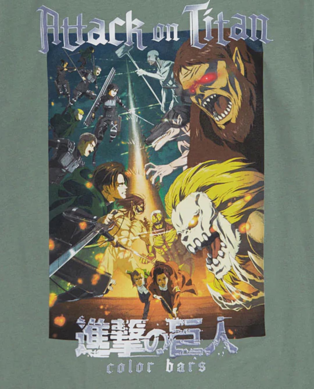 Color Bars x Attack on Titan - Battle T-Shirt - Sage T-Shirts Color Bars   