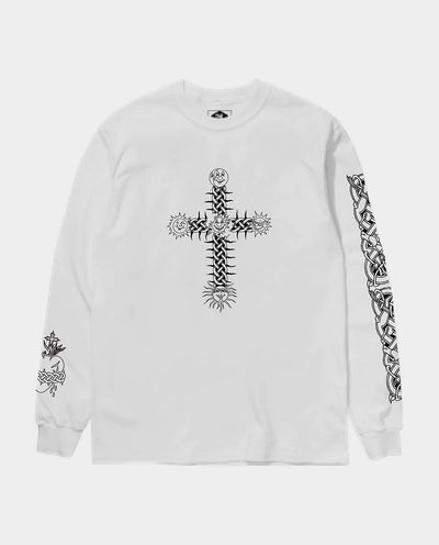 Def x Thom Hinton - Celtic Cross LS T-Shirt - White T-Shirts DEF   