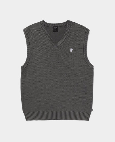 Huf - Anton Sweater Vest - Washed Black Crewneck HUF   