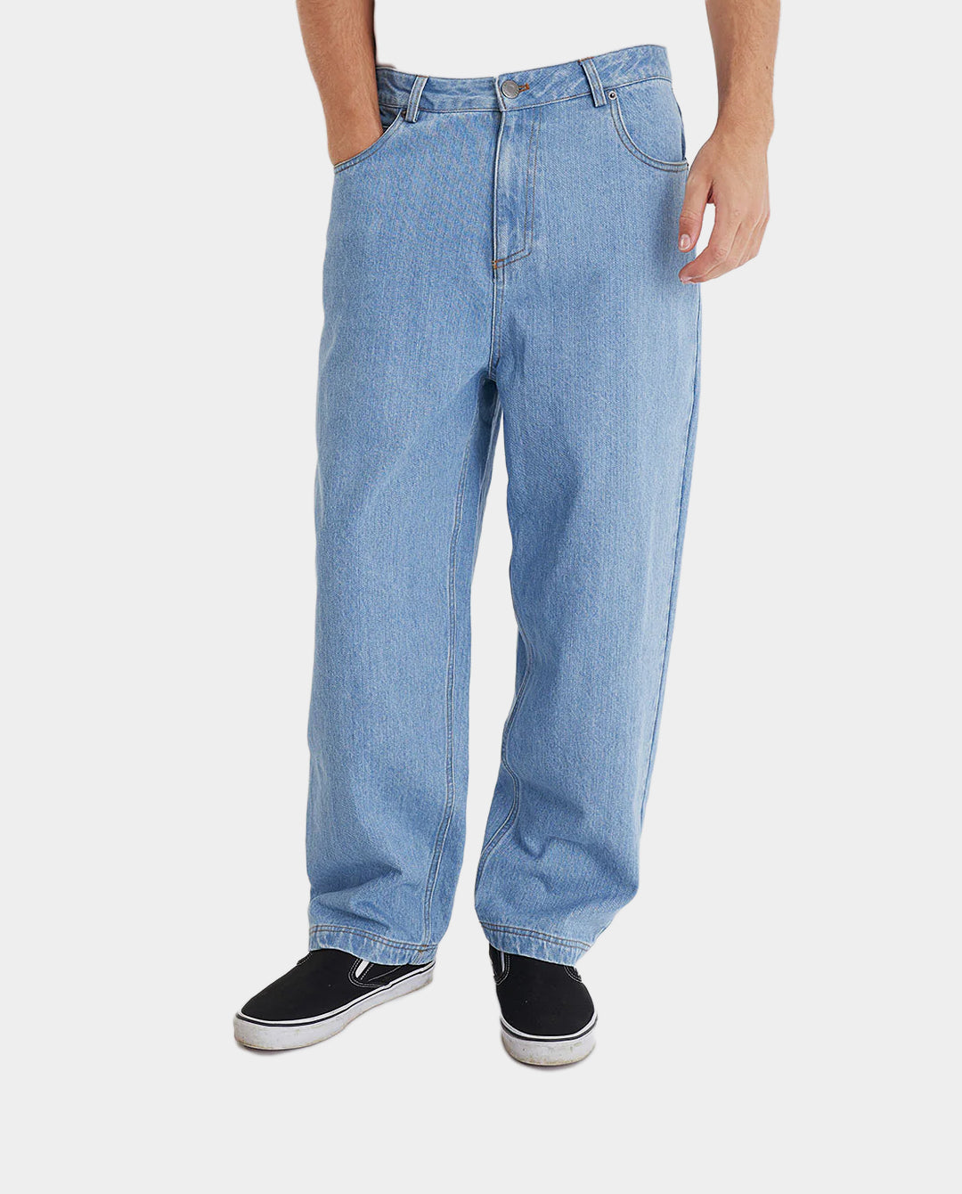 Huffer - Block Denim EMB Pant - Blue Wash Pants Huffer