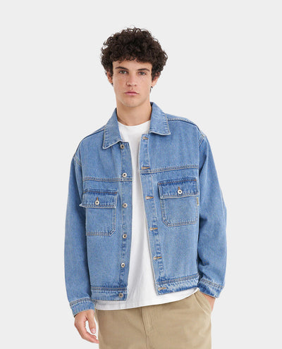 Huffer - Denim Jacket - Mid Wash Jackets Huffer