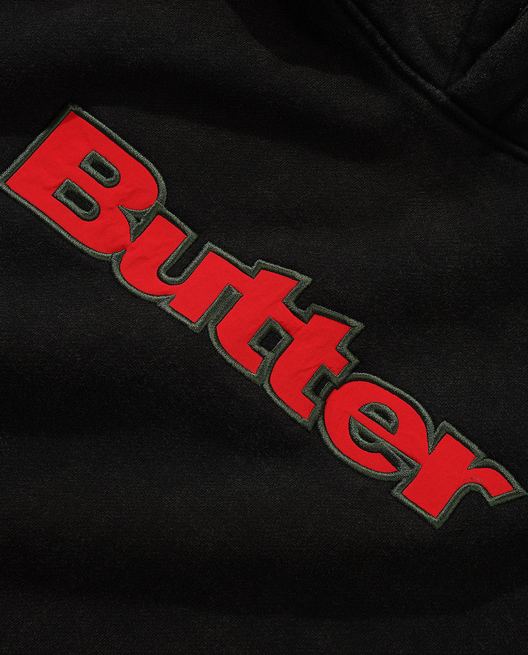 Butter Goods - Nylon Logo Applique Pullover Hood - Black Hoodies Butter Goods