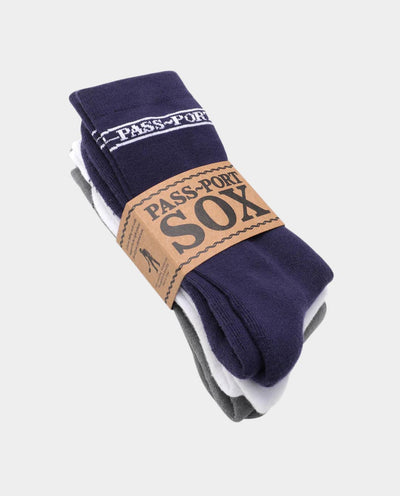 Passport - Hi Sox 3PK - Navy/White/Grey Socks Passport   