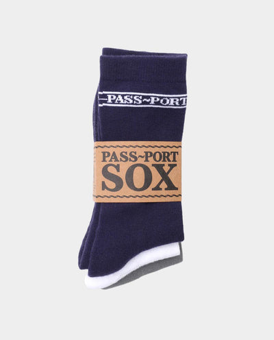 Passport - Hi Sox 3PK - Navy/White/Grey Socks Passport   