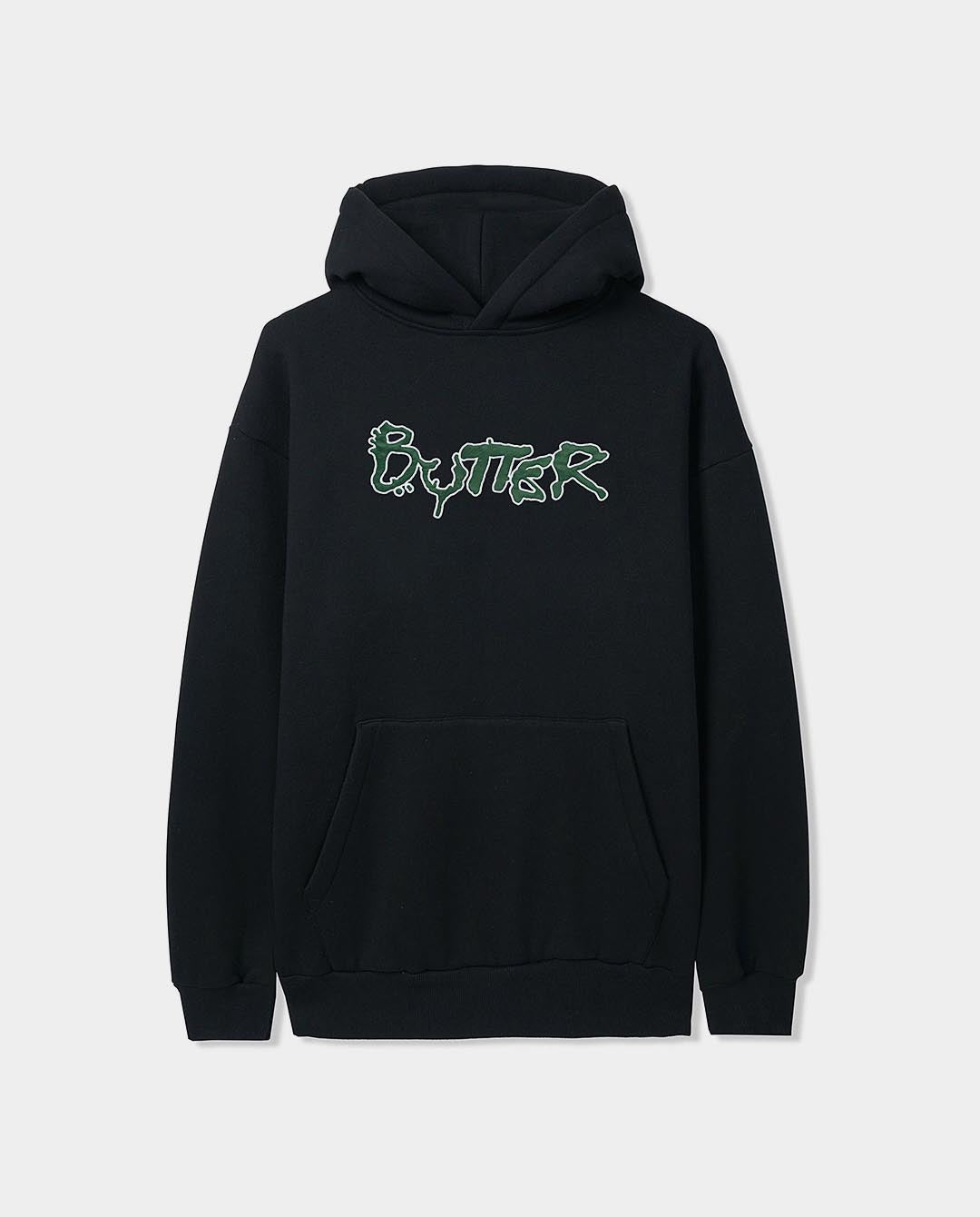 Butter Goods - Radio Applique Hood - Black Hoodies Butter Goods