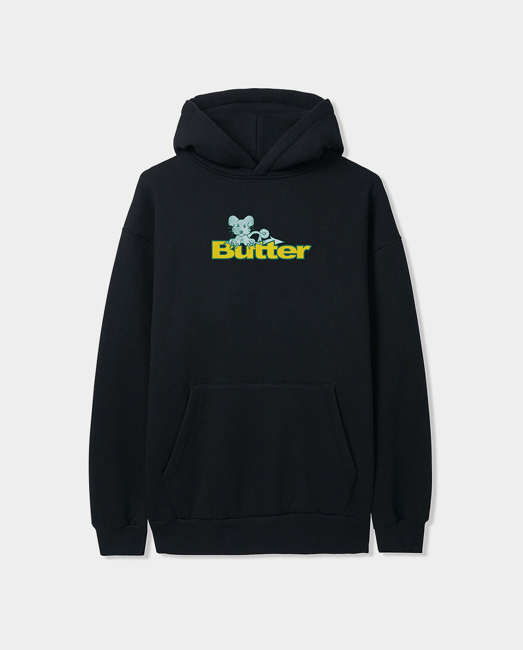 Butter Goods - Rat Logo Pullover Hood - Black Hoodies Butter Goods