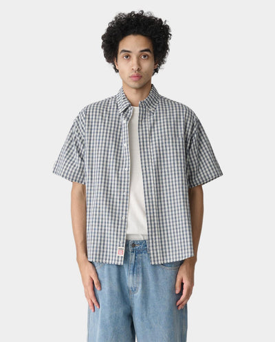 S/Double - Classic Gingham Shirt - Navy Shirts S/Double