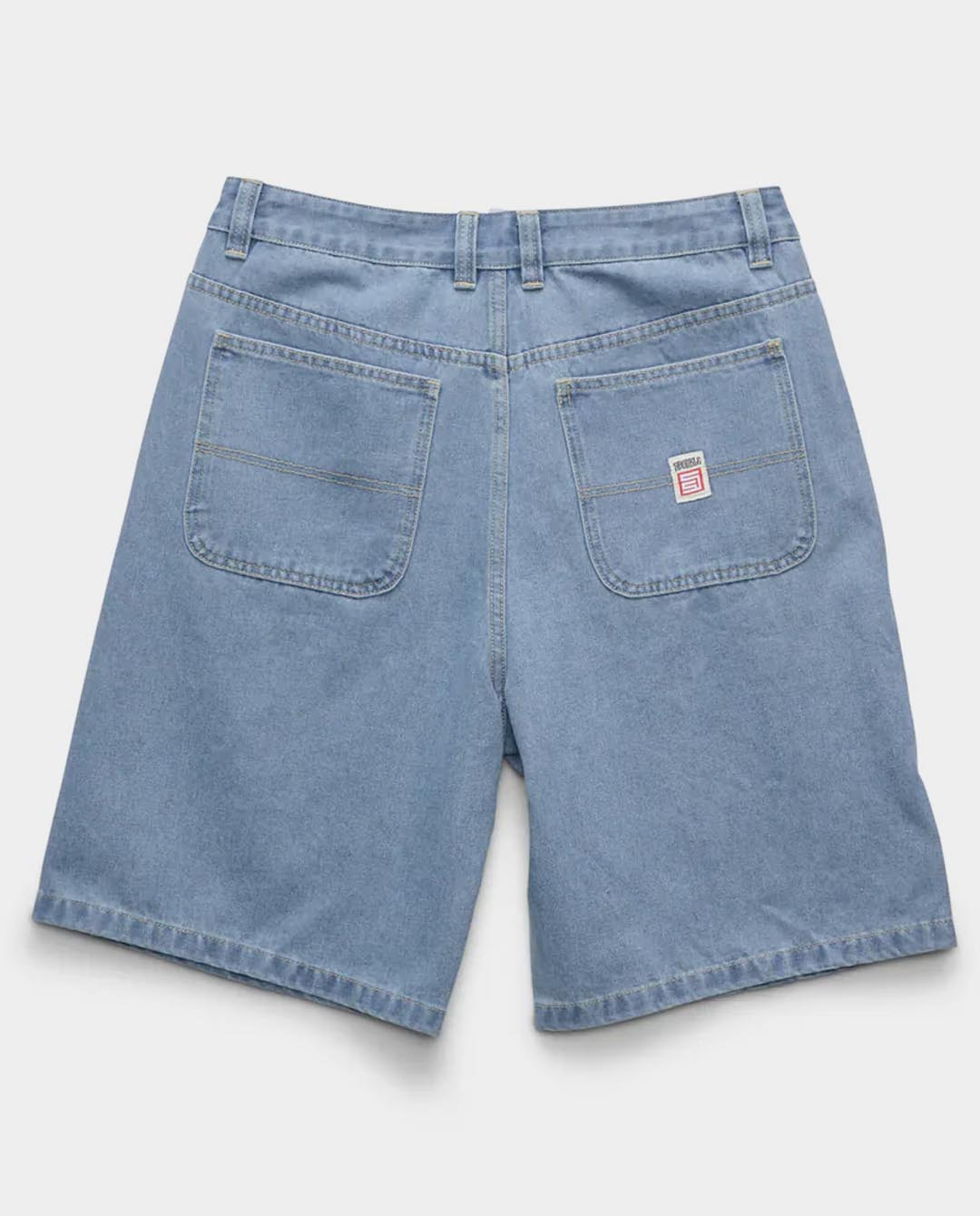 S/Double - Embroidered Denim Standard Short - Mid Blue Shorts S/Double