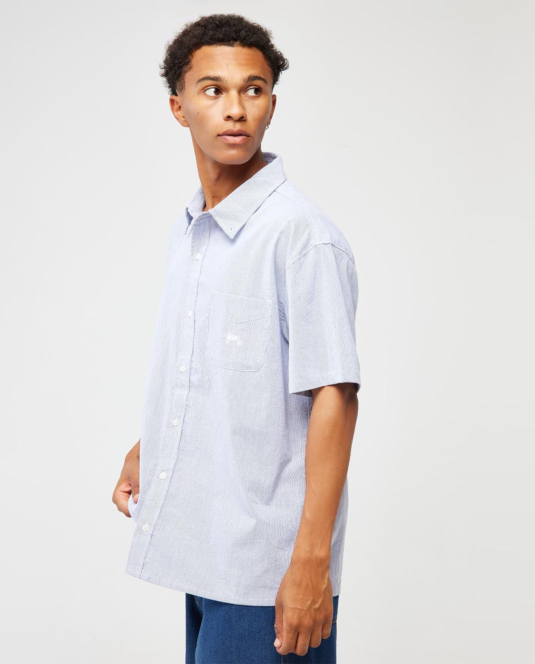 S/Double - Oxford Classic Shirt - White/Blue Stripe Shirts S/Double