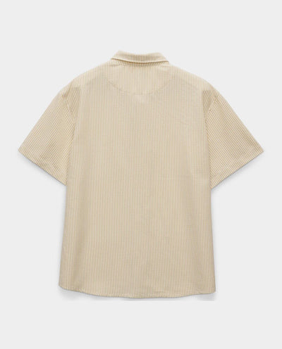 S/Double - Seersucker Summer Shirt - White/Tan Shirts S/Double