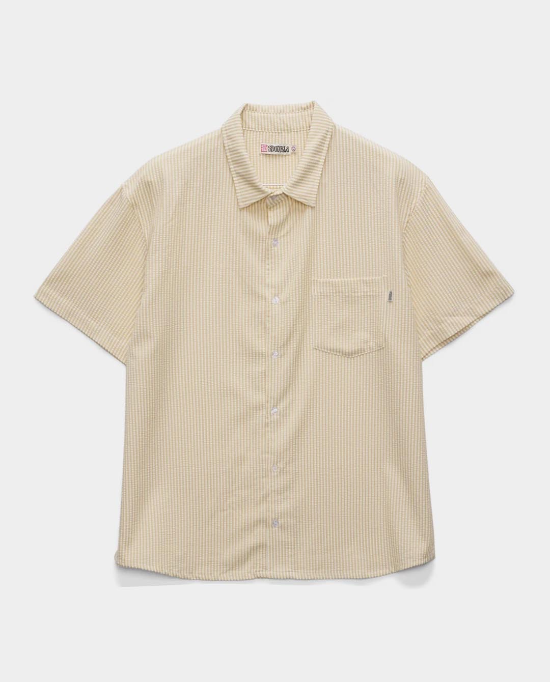 S/Double - Seersucker Summer Shirt - White/Tan Shirts S/Double