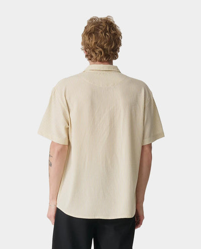 S/Double - Seersucker Summer Shirt - White/Tan Shirts S/Double