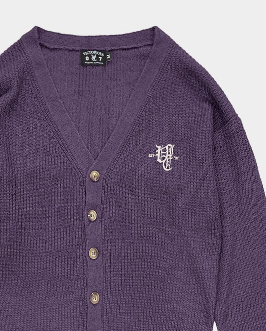 Vic - Ol’ English Mohair Blend Cardigan - Eggplant Crewneck Vic   