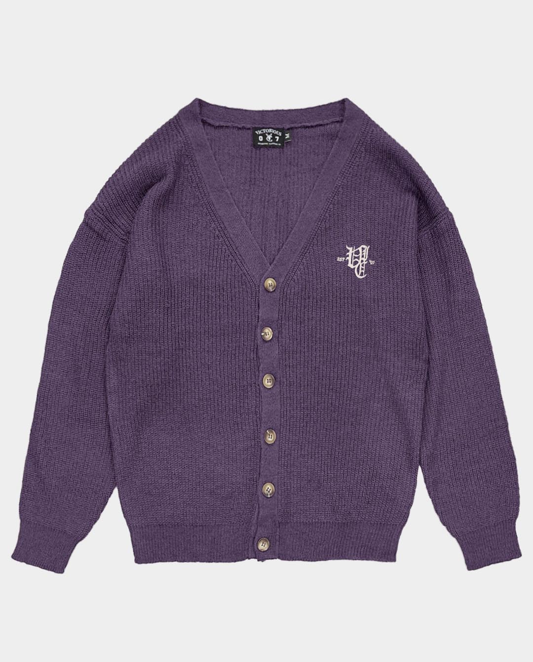 Vic - Ol’ English Mohair Blend Cardigan - Eggplant Crewneck Vic   