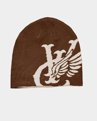 Vic - Wing Reversible Skull Beanie - Brown/Cream Beanie Vic   