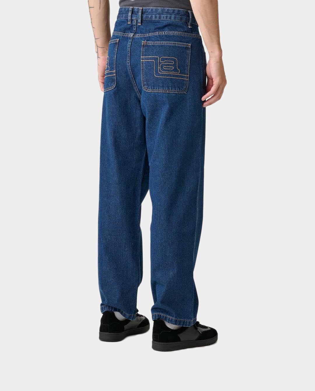 XLarge - Embroidered Pocket Bull Denim Pant - Raw Indigo Pants Xlarge   