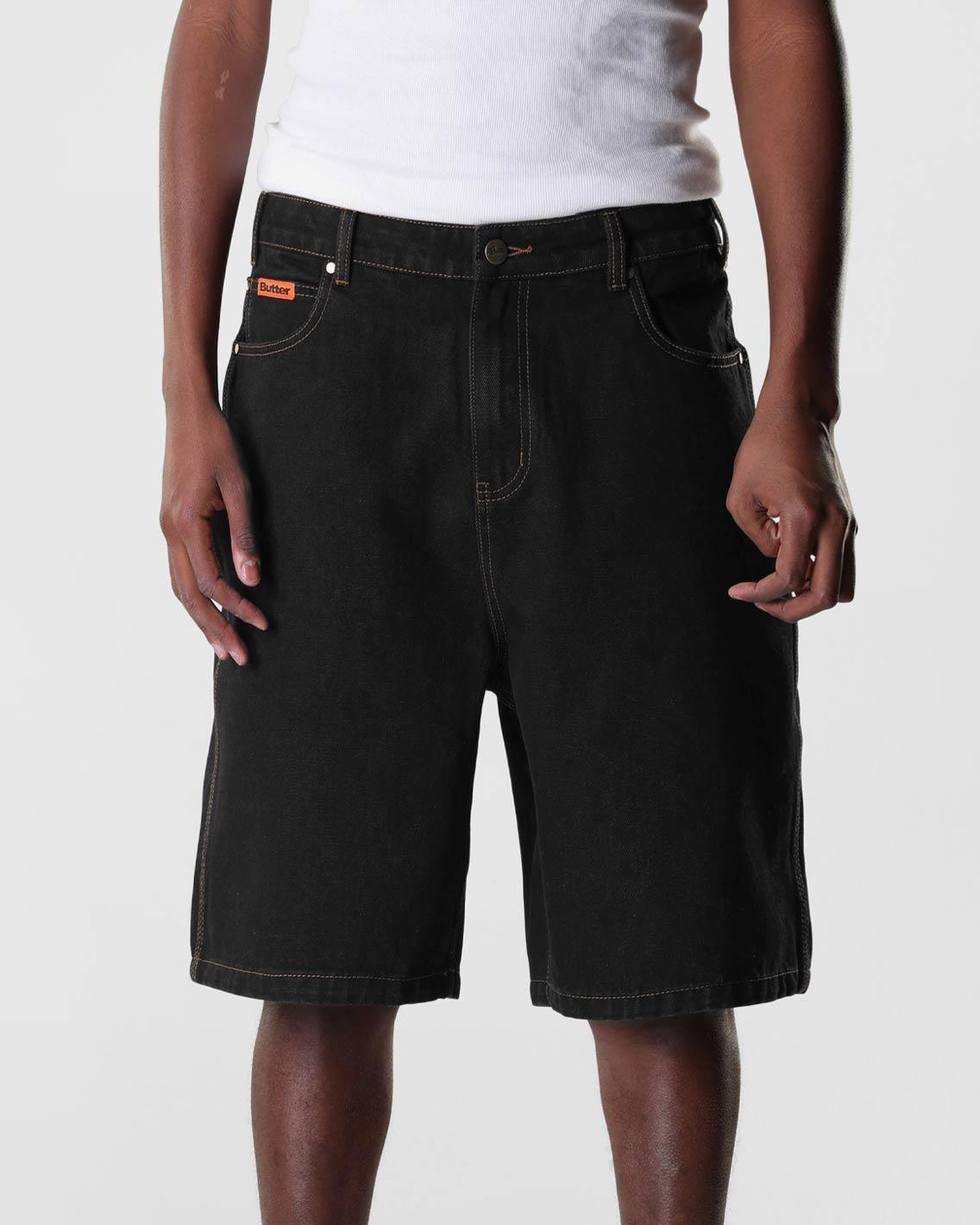 Butter Goods Baggy Denim Shorts Washed Black