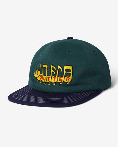 Butter Goods - Caterpillar 6 Panel Cap - Forest / Navy Hats Butter Goods   