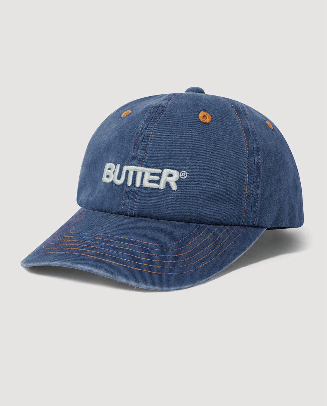 Butter Goods - Rounded Logo 6 Panel Cap - Slate Hats Butter Goods   