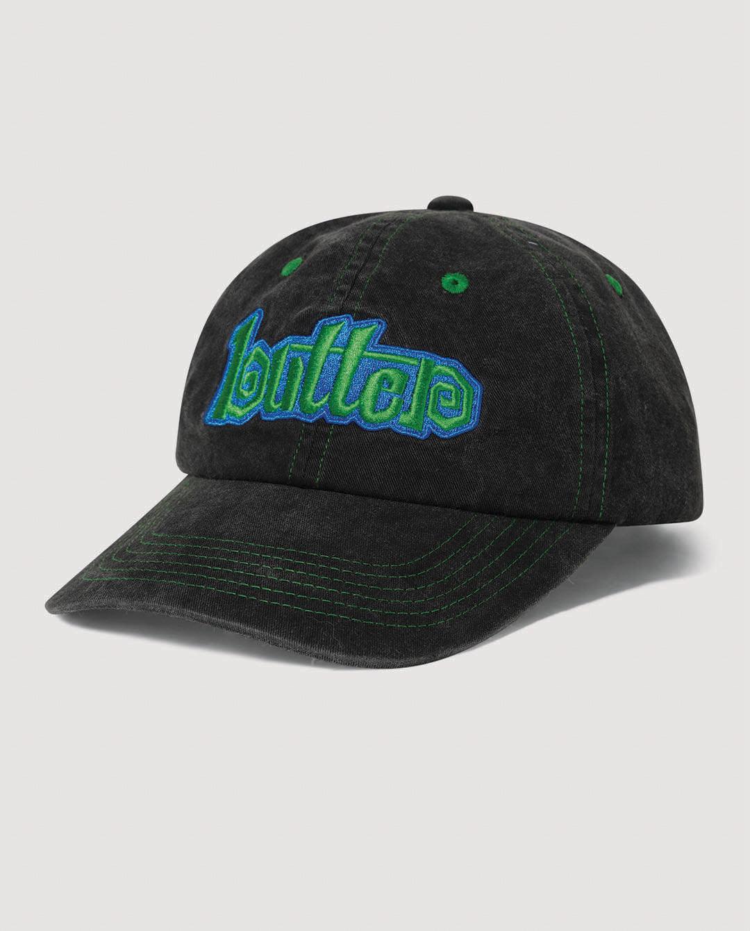 Butter Goods - Swirl 6 Panel Cap - Washed Black Hats Butter Goods   