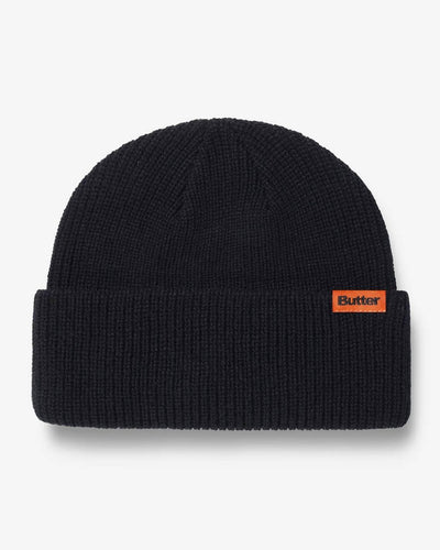 Butter Goods - Tall Wharfie Beanie - Black Beanie Butter Goods   