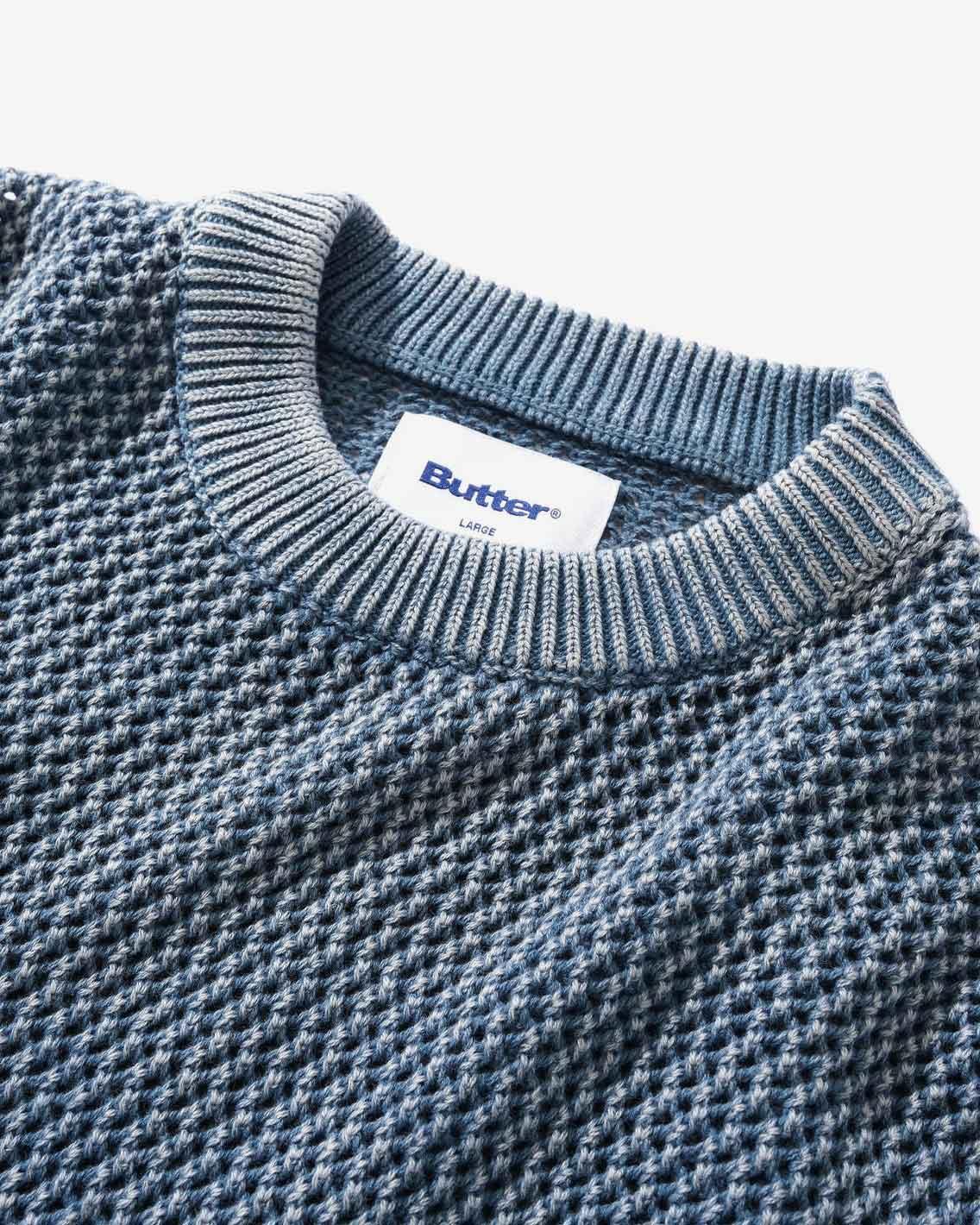 Butter Goods - Washed Knitted Sweater - Navy Crewneck Butter Goods   