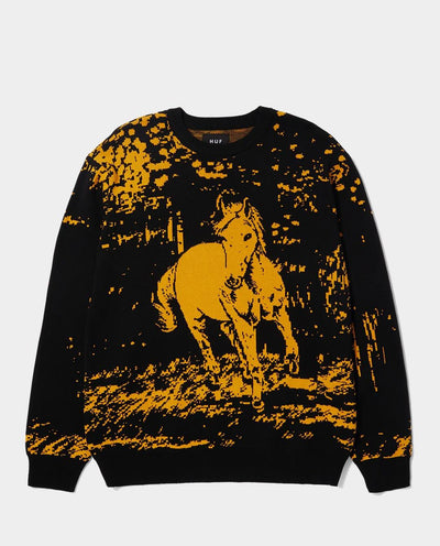 HUF - #5 Horse Crewneck Sweater - Black Crewneck HUF   