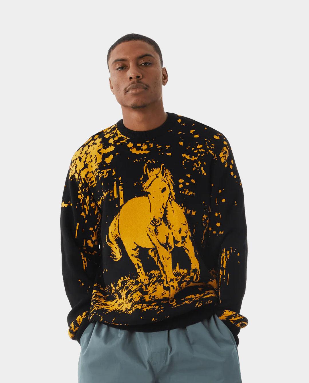 HUF - #5 Horse Crewneck Sweater - Black Crewneck HUF   