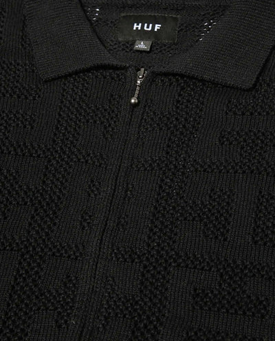 Huf - Monogram Jacquard Zip Sweater - Black Shirts HUF   
