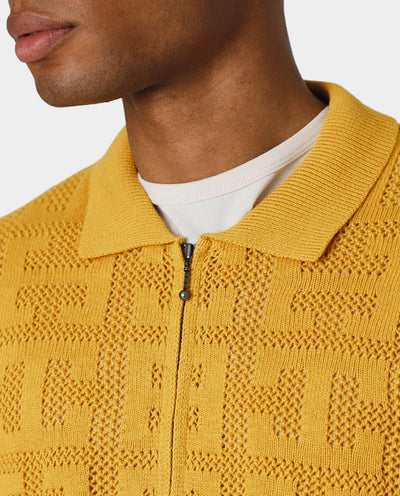 Huf - Monogram Jacquard Zip Sweater - Dijon Shirts HUF   