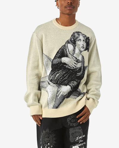 HUF x Smashing Pumpkins - Star Girl Crewneck Sweater - Bone Crewneck HUF   