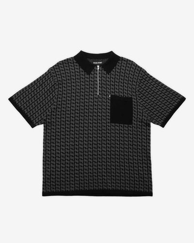 Passport - Drain Knit Short Sleeve Polo - Tar Shirts Passport   