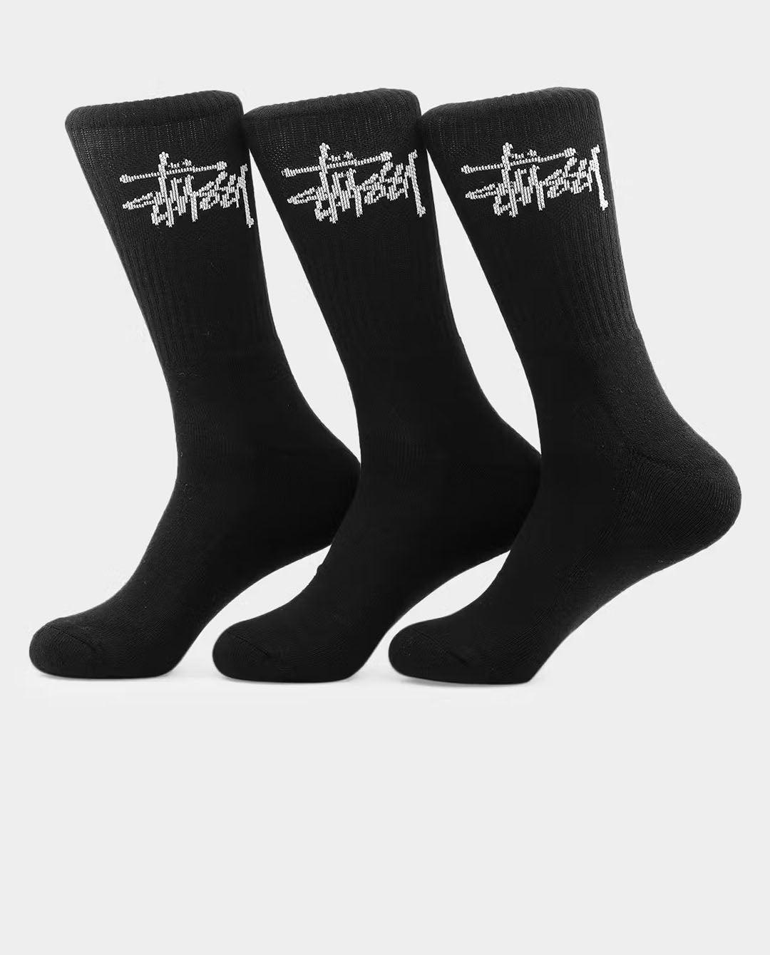Stussy - Graffiti Crew Sock 3 Pack - Black Socks Stussy   