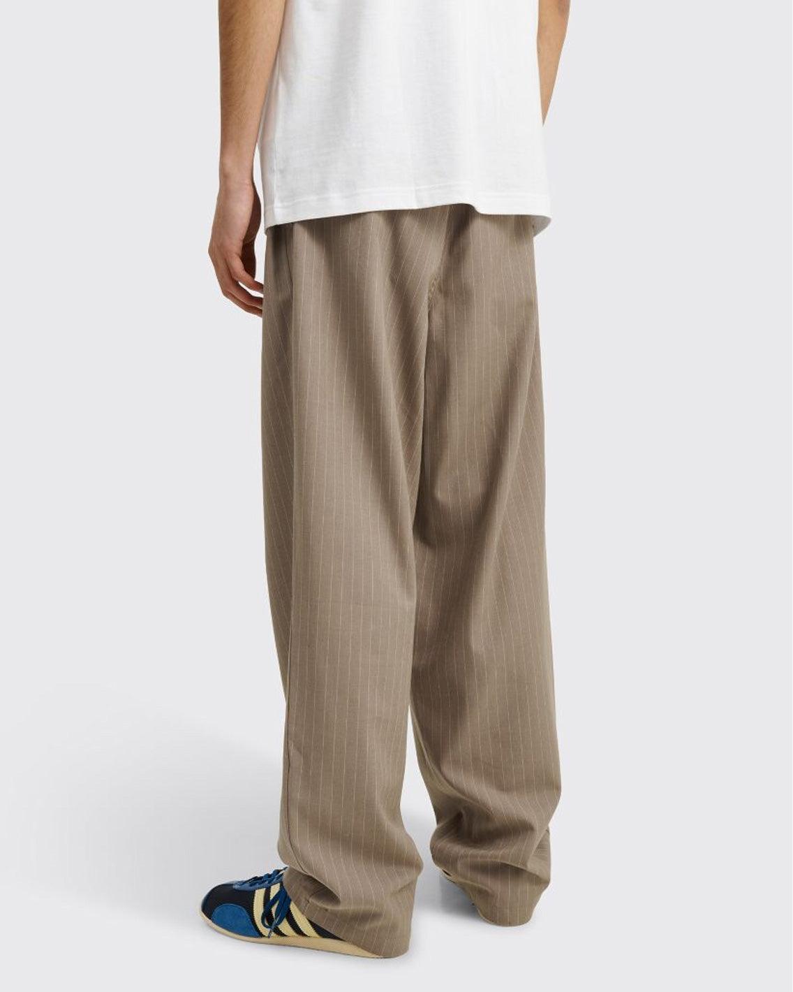 Stussy - Volume Pleated Trouser - Light Brown Stripe Pants Stussy   