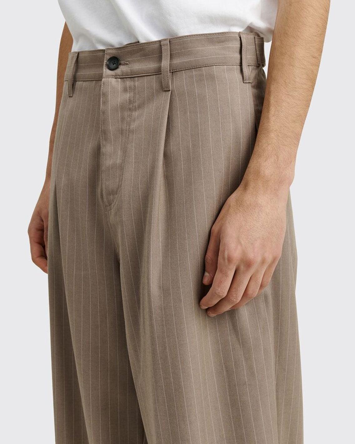 Stussy - Volume Pleated Trouser - Light Brown Stripe Pants Stussy   