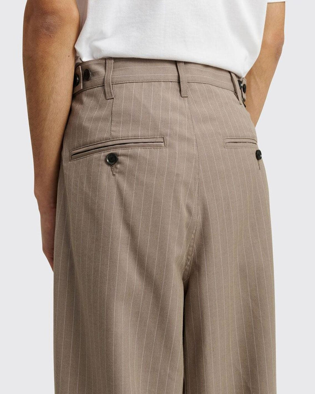 Stussy Volume Pleated Trouser in Brown Stripe | FallenFront